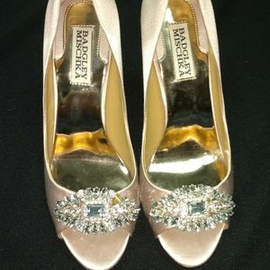 Badgley Mishka Pink Rhinestone Heels